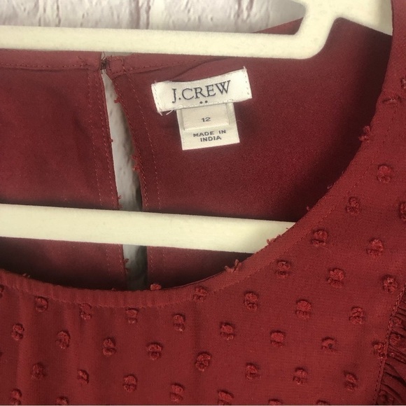 J.Crew red clip dot long sleeve ruffle front blouse size 12 - Picture 2 of 10